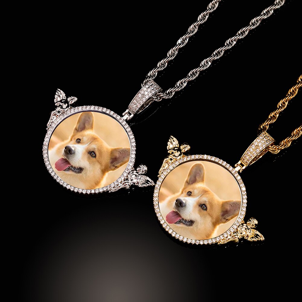 Personalized Custom Photo Pendant Round With Angel For Men Women Jewelry - MERGE.DAY.1.FREESTYLE