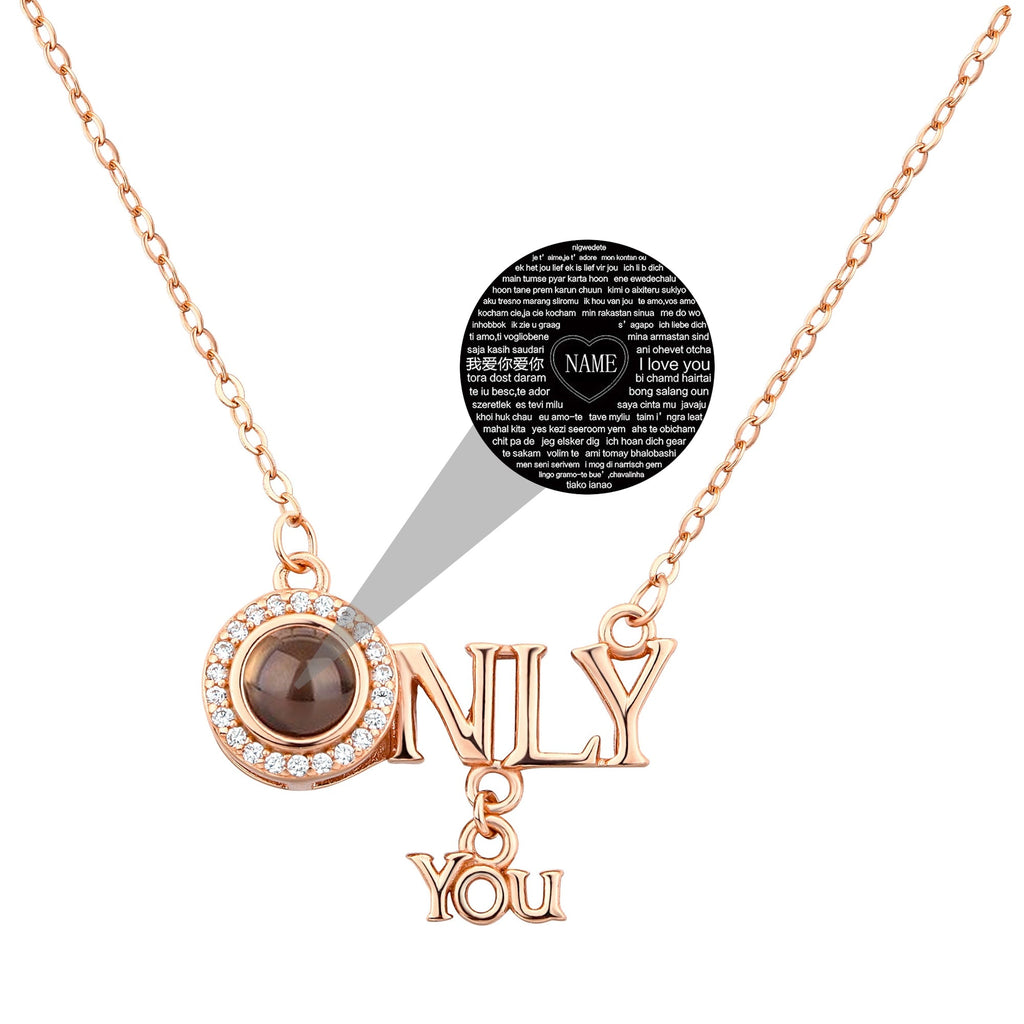 Customized 925 Silver 100 languages Projection Necklace Couple Memory Gifts - MERGE.DAY.1.FREESTYLE