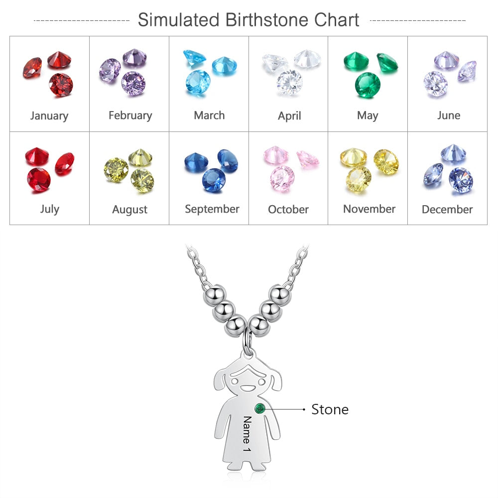 Boy Girl Pendant Name Necklace Customized Birthstone Jewelry Gift - MERGE.DAY.1.FREESTYLE