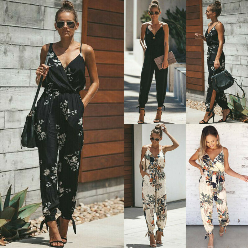 Women Sleeveless Loose Baggy Trousers Solid Romper Jumpsuit Cotton Print Broadcloth - MERGE.DAY.1.FREESTYLE