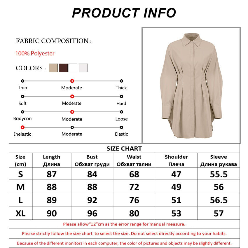 Autumn Winter Bodycon Dress Women Long Sleeve Khaki Pleated Shirt Midi Dresss - MERGE.DAY.1.FREESTYLE