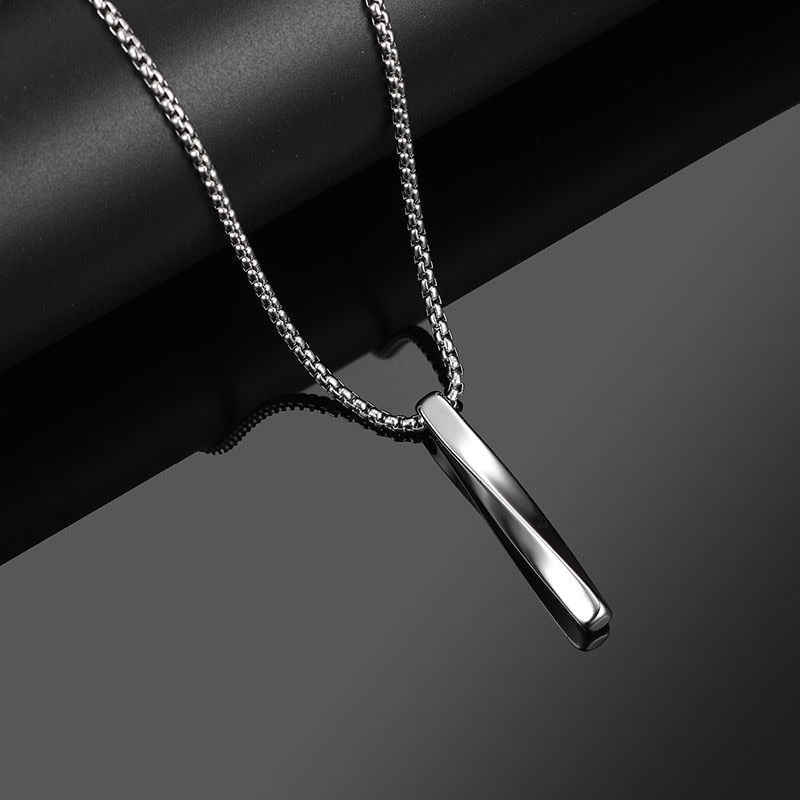 Black Rectangle Pendant Necklace Men Stainless Steel Chain Men Necklace Jewelry - MERGE.DAY.1.FREESTYLE