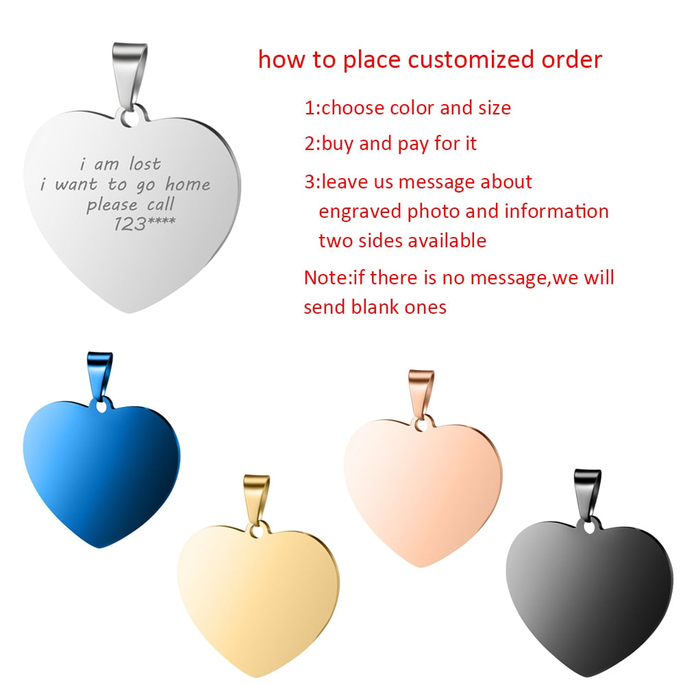 Custom Engraved Picture Photos Name Love Necklace for Women Heart Pendant - MERGE.DAY.1.FREESTYLE