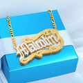 Customized Nameplate Necklace Personalized Custom 3D Double Pendant Name Necklace Figaro Chain - MERGE.DAY.1.FREESTYLE