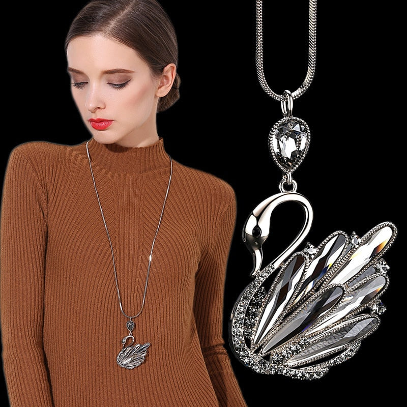 Collier Femme Long Gray Crystal Necklaces & Pendants for Women Round Statement Necklace - MERGE.DAY.1.FREESTYLE