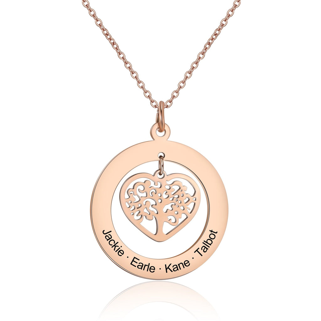 Tree of Life Engrave Name Necklace Silver Color Round Customized Pendants - MERGE.DAY.1.FREESTYLE