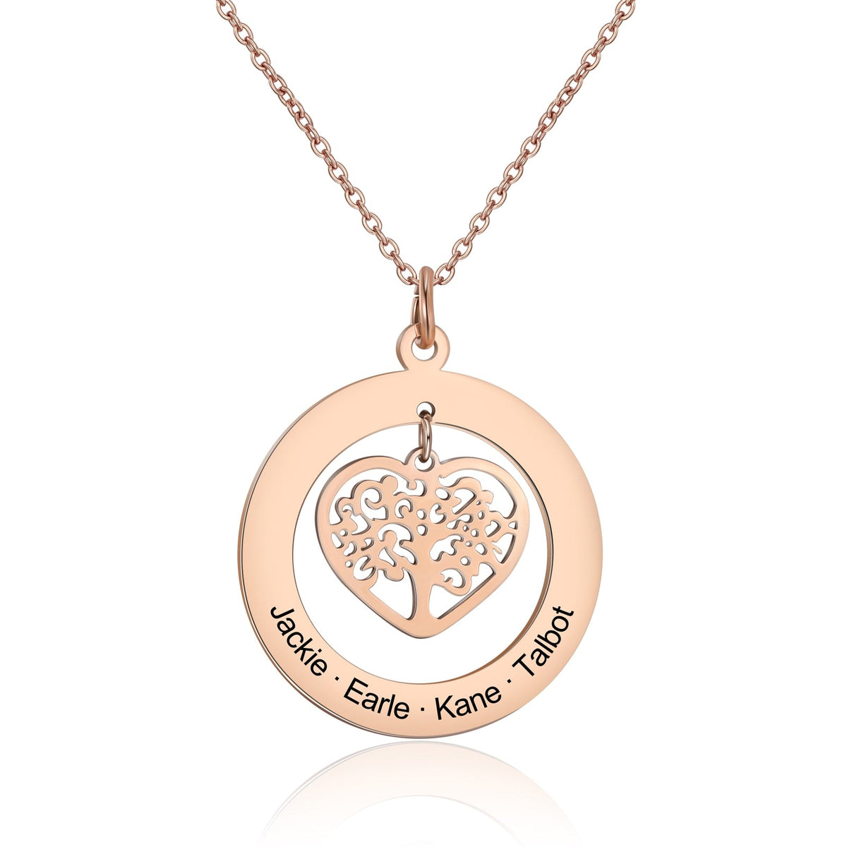 Tree of Life Engrave Name Necklace Silver Color Round Customized Pendants - MERGE.DAY.1.FREESTYLE