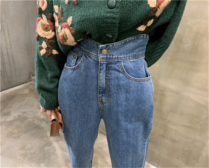 Harem Jeans Pants High Waist Loose Denim Jeans Female Buttons Trousers - MERGE.DAY.1.FREESTYLE