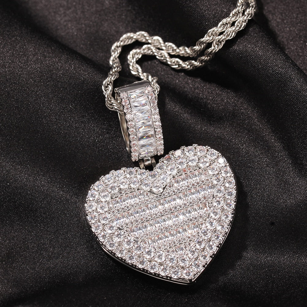 Large Size Heart Shape Custom Photo Locket Frame Pendant love necklaces for her - MERGE.DAY.1.FREESTYLE