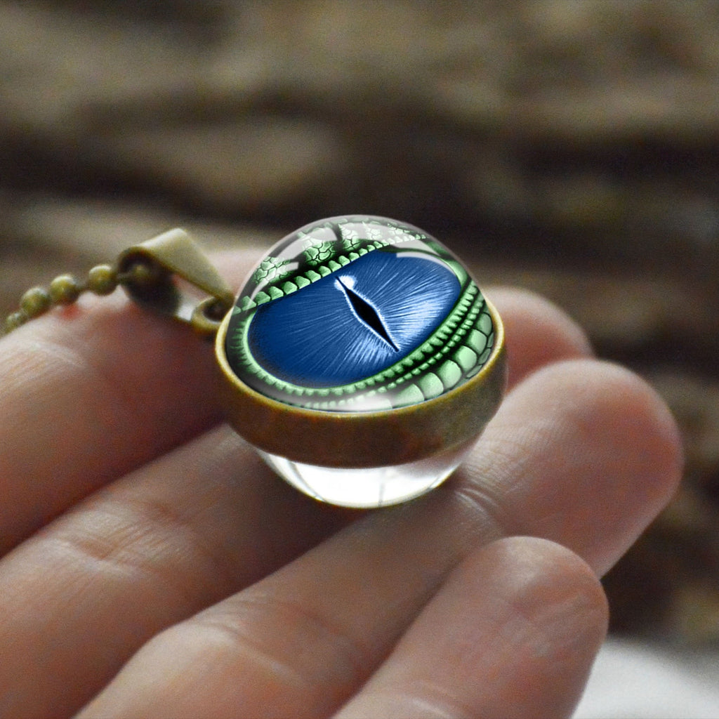 Dragon Eyes Double Side Dome Glass Ball Pendant Bronze Zinc Alloy Necklace Handmade Necklaces - MERGE.DAY.1.FREESTYLE