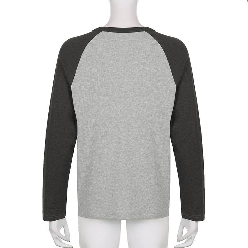 Patchwork T Shirt Knitted Harajuku Vintage Pullovers Casual Basic Kawaii Tee - MERGE.DAY.1.FREESTYLE