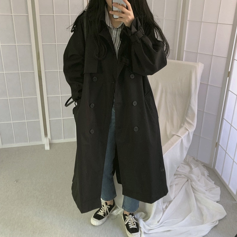 Loose Overcoat Autumn Winter Fashion Double-breasted Windbreaker Femme - MERGE.DAY.1.FREESTYLE