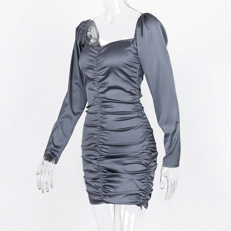 Off Shoulder Long Sleeve Elegant Lady Mini Dress Bodycon Birthday Sexy Clothes - MERGE.DAY.1.FREESTYLE