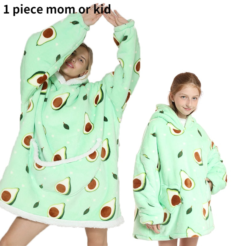 Printed Wearable Blanket Hoodie Fleece Warm Kids Sleepwear Hoody Sweatshirt - MERGE.DAY.1.FREESTYLE
