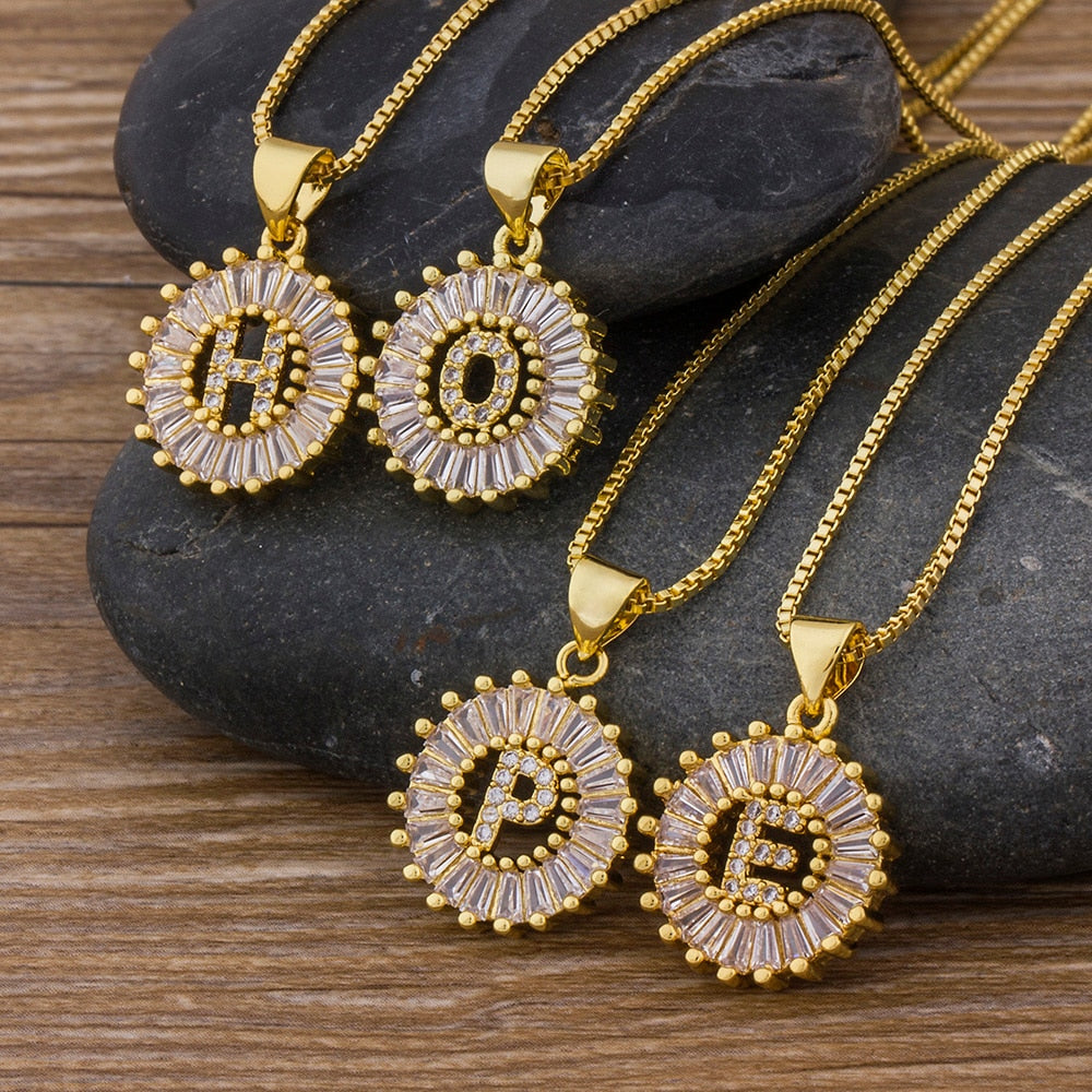 Initial Letter Necklace 26 Letters Charm Gold Name Necklace Pendant - MERGE.DAY.1.FREESTYLE