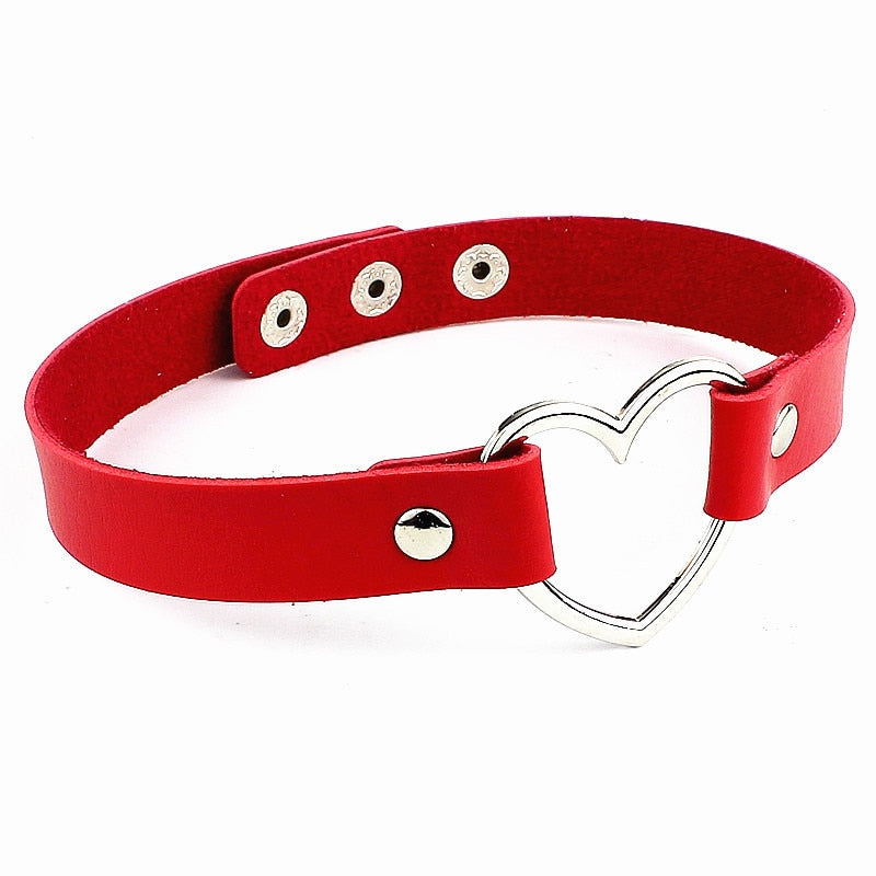 New Punk Gothic PU Leather Choker Chain Heart Buckle Collar Necklace - MERGE.DAY.1.FREESTYLE