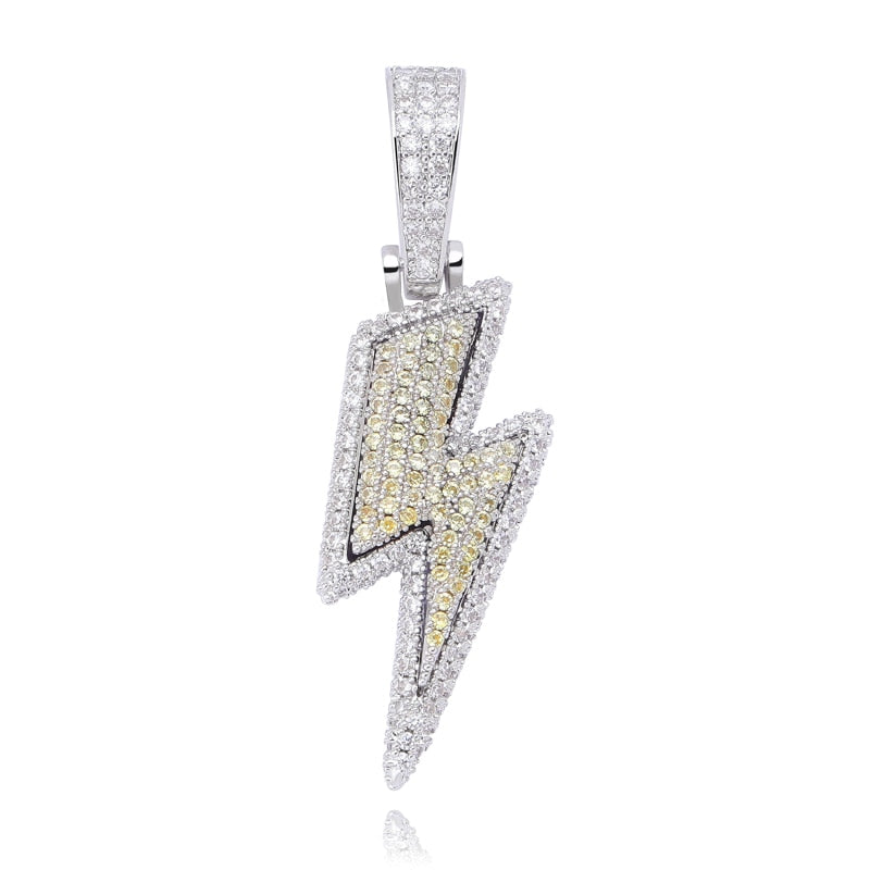 Iced Out Bling Lightning Pendants With Tennis Chain Copper Material Men's Hip Hop Jewelry Gift - MERGE.DAY.1.FREESTYLE
