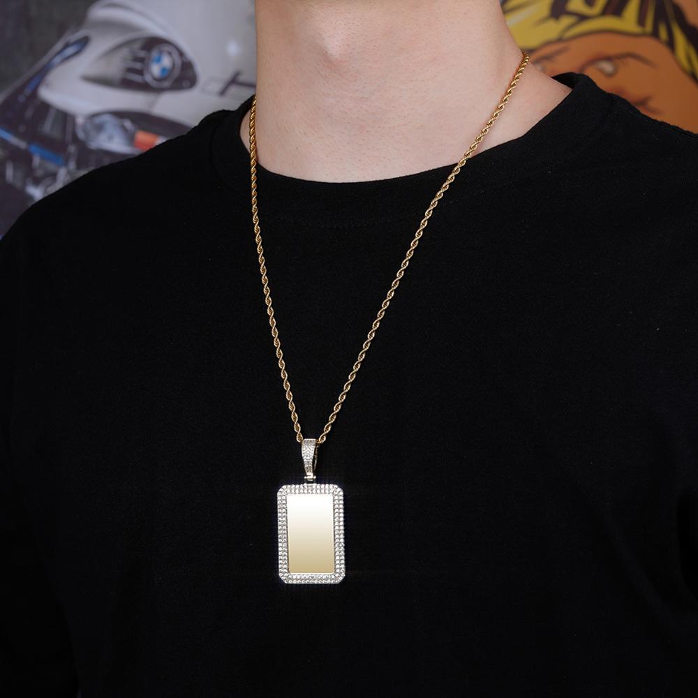 custom photo square medallion pendant hip hop fashion jewelry - MERGE.DAY.1.FREESTYLE