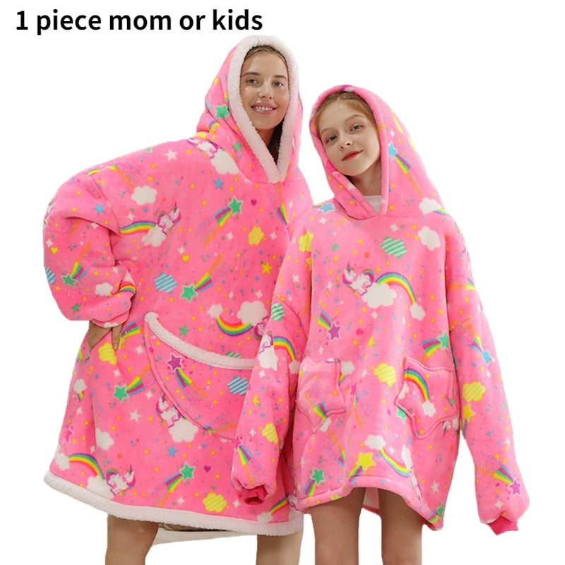 Printed Wearable Blanket Hoodie Fleece Warm Kids Sleepwear Hoody Sweatshirt - MERGE.DAY.1.FREESTYLE