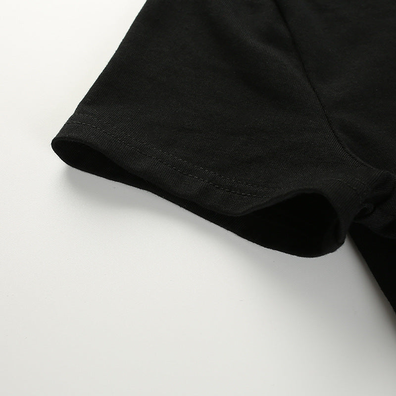 Summer Women Black Short T-Shirts Sexy Crop Tops Short Sleeve Bandage Tee Tops Female Shirts - MERGE.DAY.1.FREESTYLE
