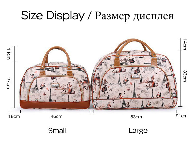 Women Travel Bags PU Leather Large Capacity Waterproof Print Luggage Duffle Bag - MERGE.DAY.1.FREESTYLE