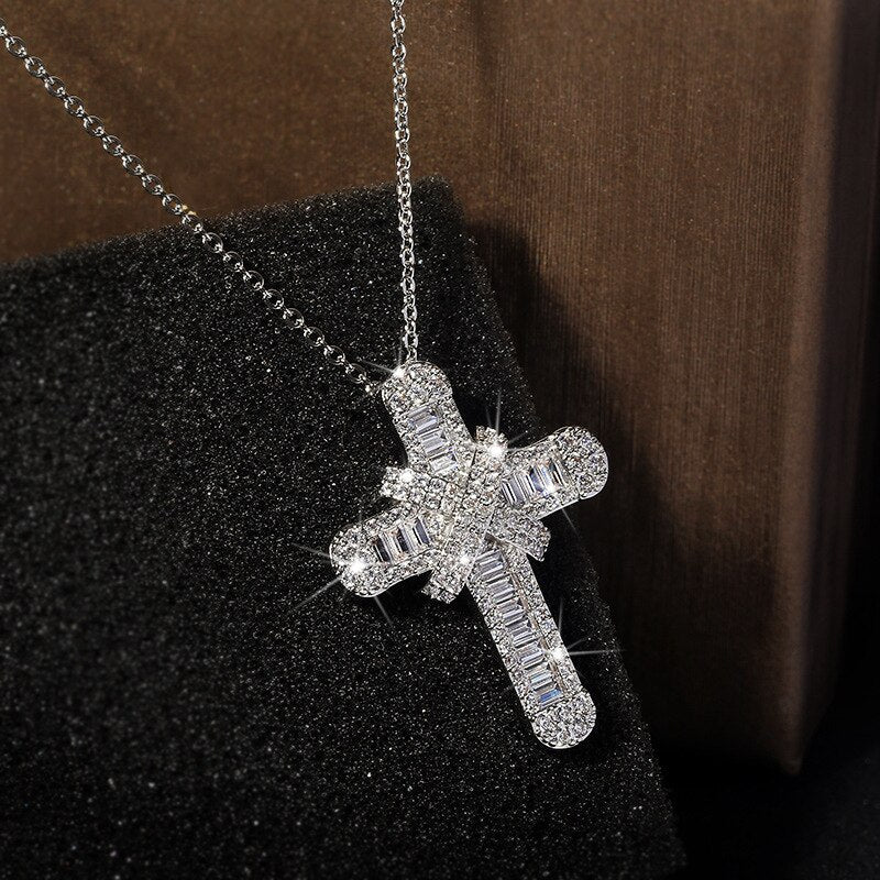 Luxury Women White Crystal Pendant Necklace Charm Silver Color Chain Necklace - MERGE.DAY.1.FREESTYLE