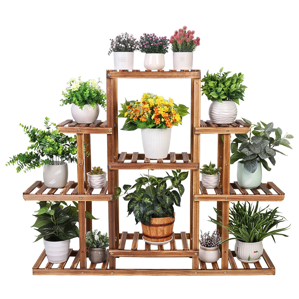 Heavy Duty Wooden Plant Stand Flower Pots Shelf Indoor Outdoor Display Rack - MERGE.DAY.1.FREESTYLE