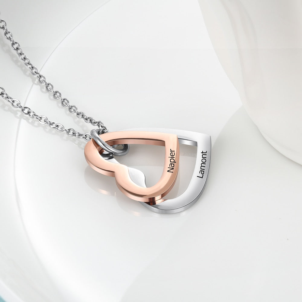 Mixed Rose Gold Color Heart Pendant Name Necklace - MERGE.DAY.1.FREESTYLE