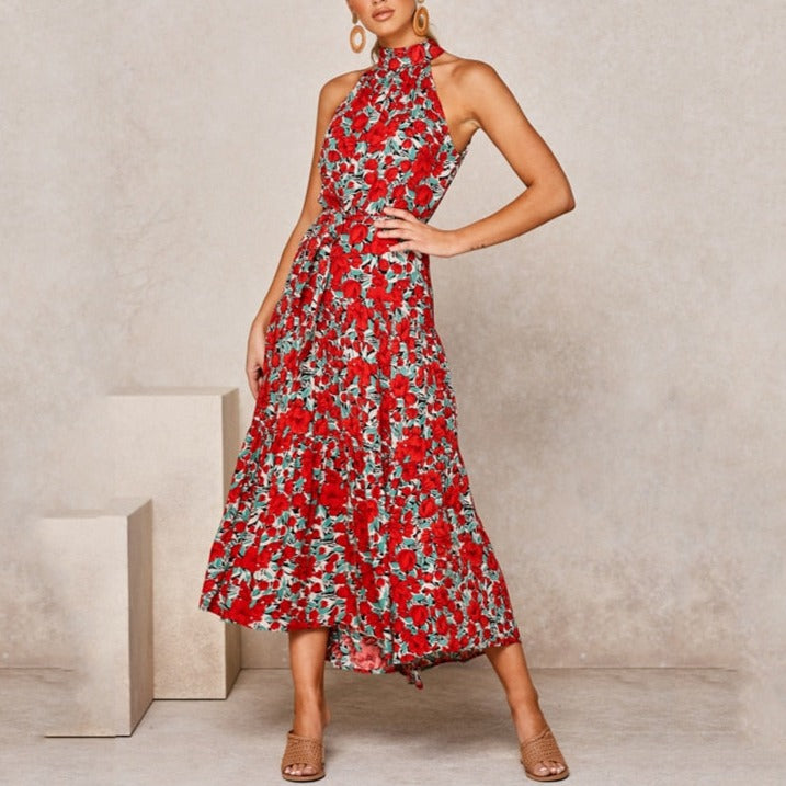 Summer Long Dress Polka Dot Casual Dresses Black Sexy Halter Strapless Sundress Vacation - MERGE.DAY.1.FREESTYLE