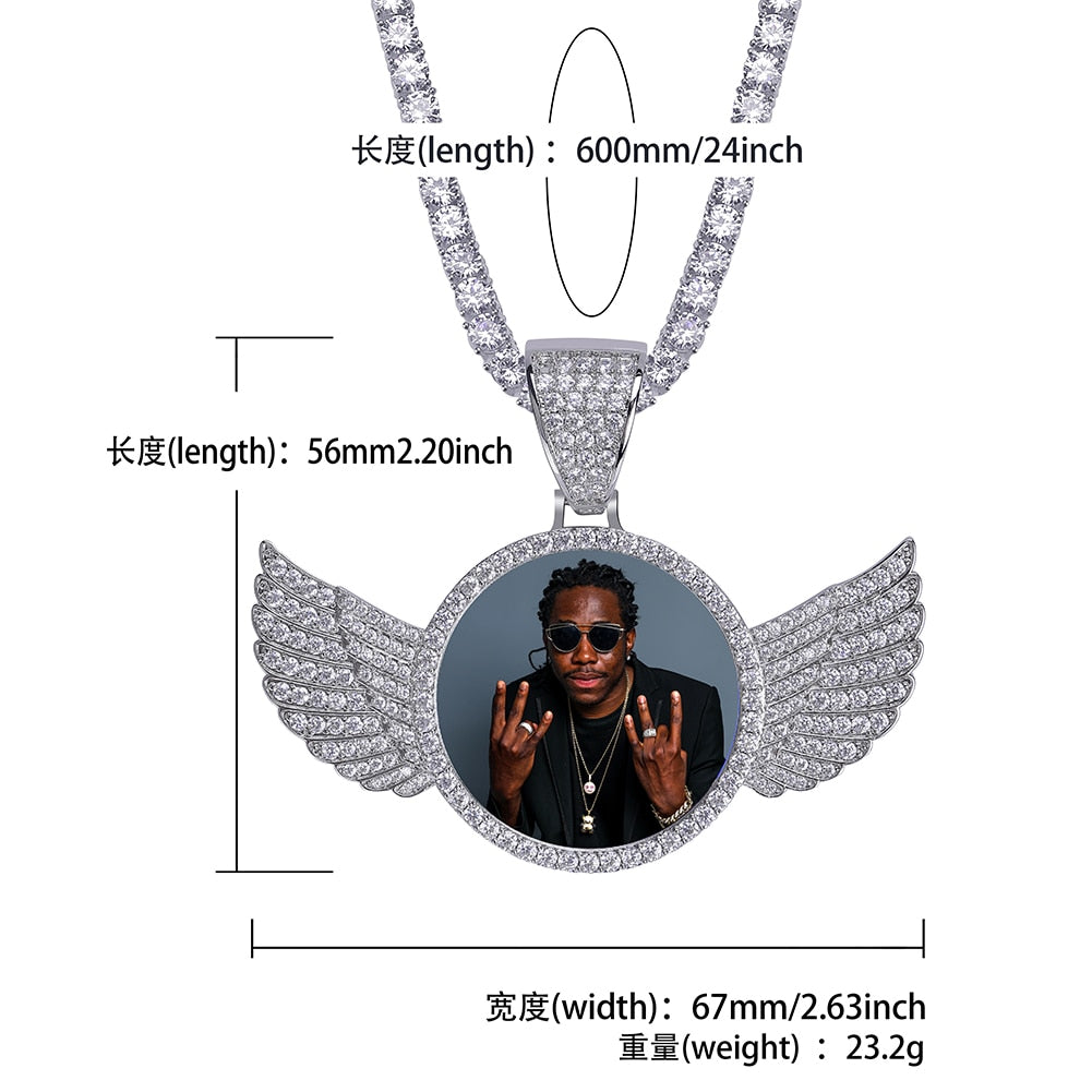 Custom Photo Memory Medallions Necklace With Tennis Chain With Cubic Zircon Chains - MERGE.DAY.1.FREESTYLE