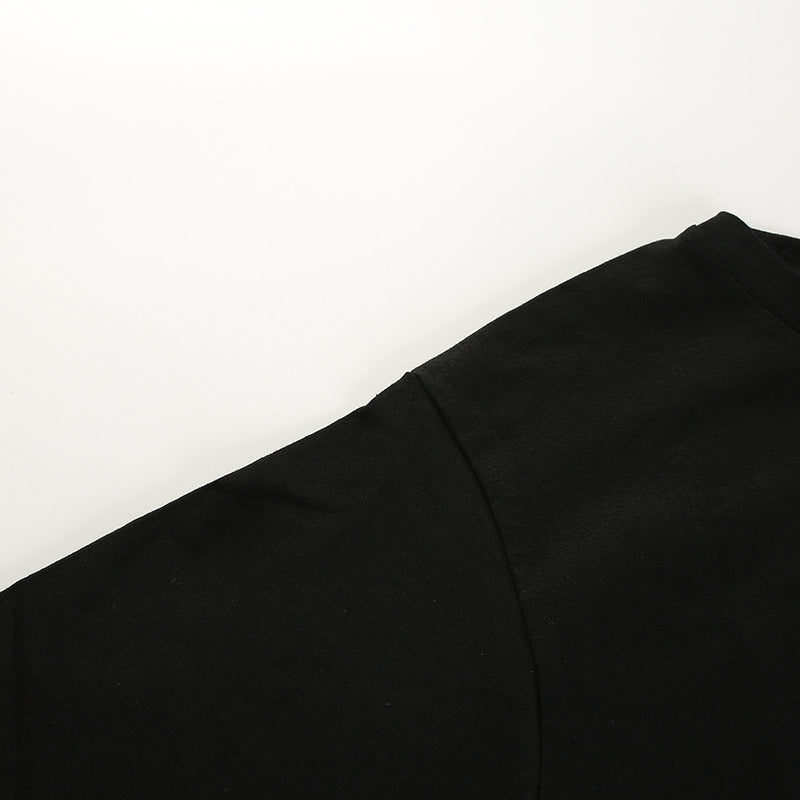 Summer Women Black Short T-Shirts Sexy Crop Tops Short Sleeve Bandage Tee Tops Female Shirts - MERGE.DAY.1.FREESTYLE