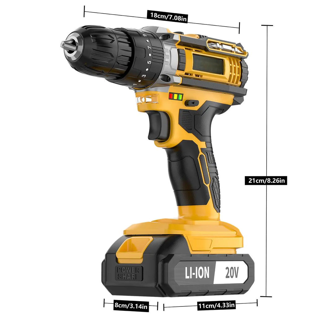 20V Cordless Impact Hammer Drill Kit 3/8 Keyless Chuck Electric Screwdriver Set DIY Tool Battery Powered Supports OEM - MERGE.DAY.1.FREESTYLE