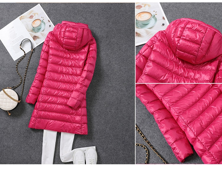 Ultralight Thin Down Jacket White Duck Down Hooded long Jackets Long Sleeve - MERGE.DAY.1.FREESTYLE