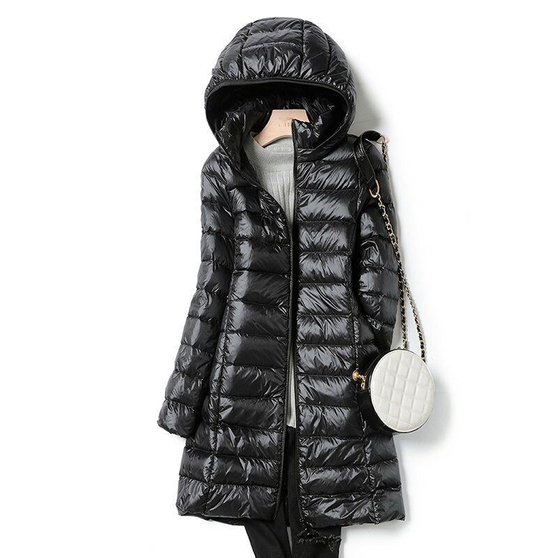 Ultralight Thin Down Jacket White Duck Down Hooded long Jackets Long Sleeve - MERGE.DAY.1.FREESTYLE