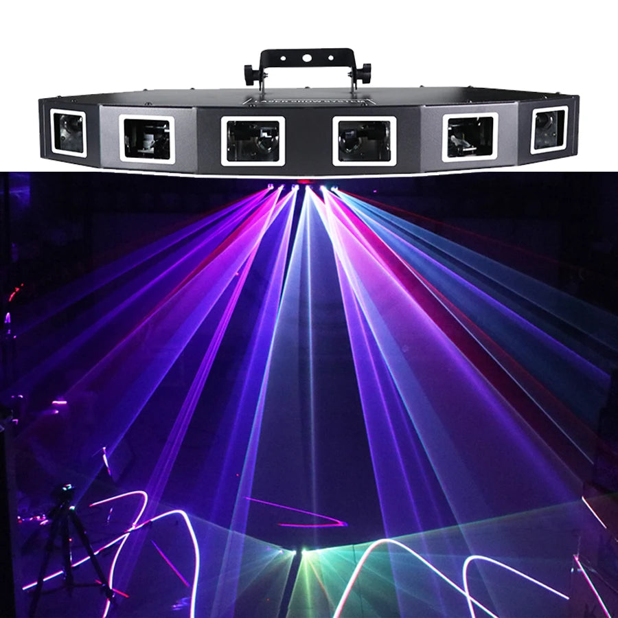 DJ Laser Light 6 Beam Projection Rgb Party Light DMX Control for Music Disco Dance Birthday Bar Stage - MERGE.DAY.1.FREESTYLE