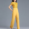 Lace Jumpsuit for Women 2022 Summer Short Sleeve Chiffon Wide Leg Rompers - MERGE.DAY.1.FREESTYLE