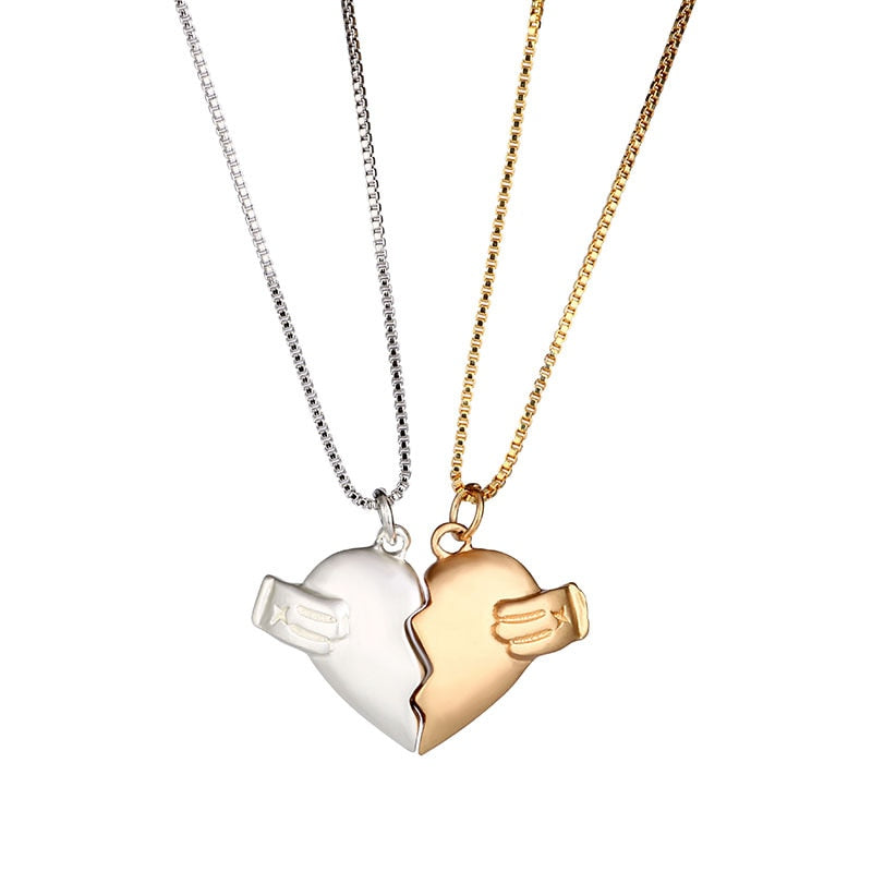 2Pcs Lovers Matching Heart Pendant Couple Magnetic Heart Pendant Necklace Couple Jewelry - MERGE.DAY.1.FREESTYLE