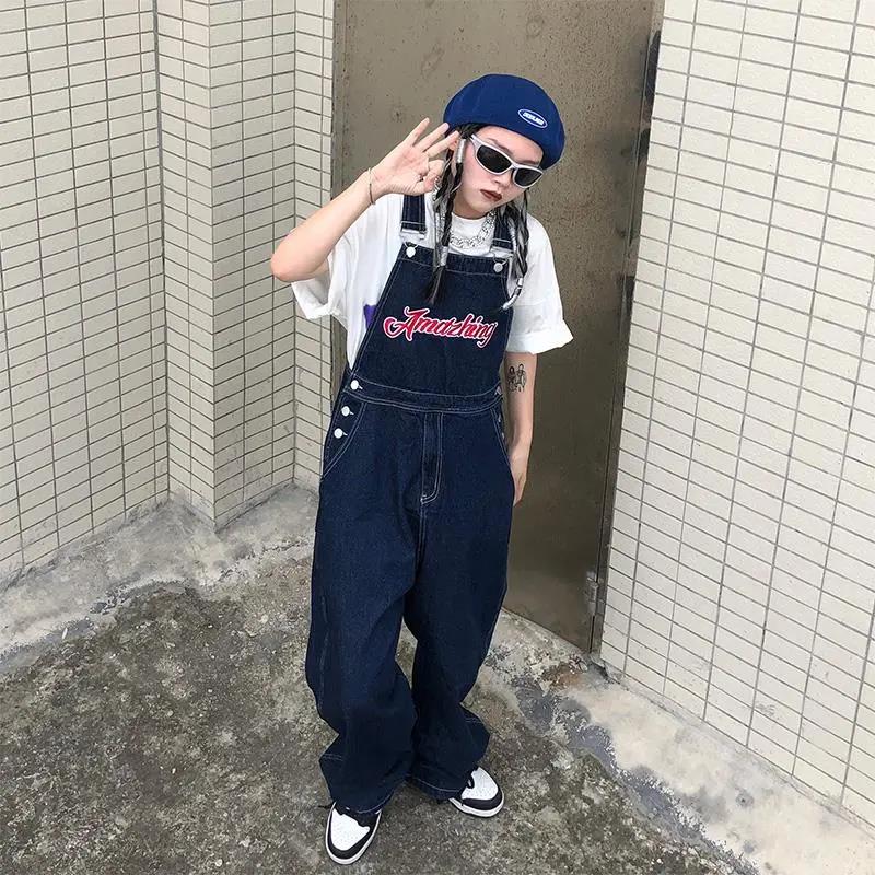 American Embroidery Denim Overalls Women Jean Jumpsuits Loose Straight Wide Leg Pants - MERGE.DAY.1.FREESTYLE