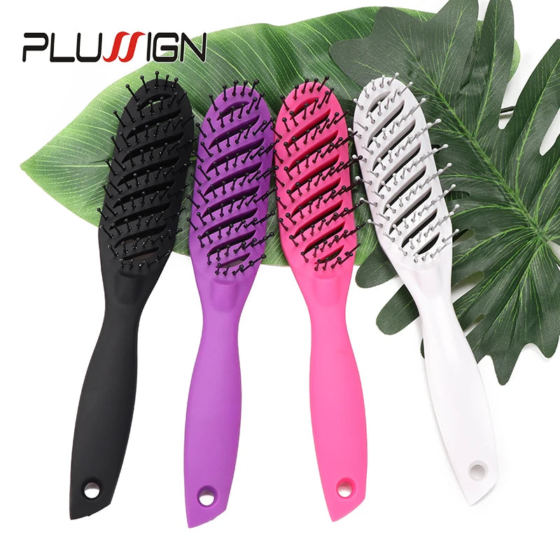 Styling Curly Hair Brush Salon Massager Comb Brush Detangling Drying Brush Anti Static Curved Vent Brush Scalp Massage Comb - MERGE.DAY.1.FREESTYLE