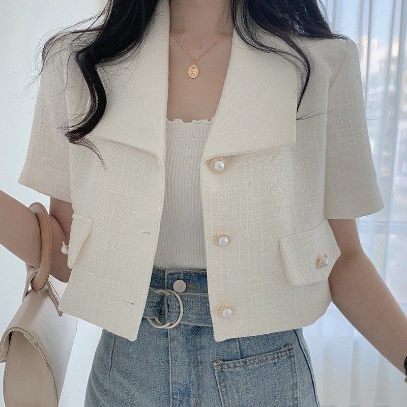 Blazer Short Women 2022 Summer Loose White Jackets Office Ladies - MERGE.DAY.1.FREESTYLE