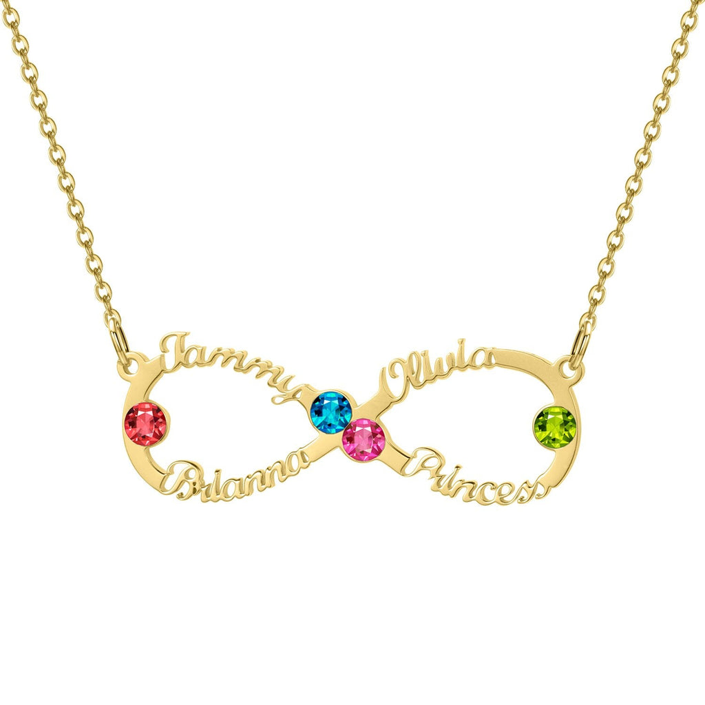 Custom Name Necklace Custom Infinite Loop Necklace Pendant Personalized Birthstone - MERGE.DAY.1.FREESTYLE