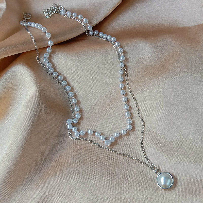 Beads Women's Neck Chain Kpop Pearl Choker Necklace Gold Color Jewelry On The Neck Pendant - MERGE.DAY.1.FREESTYLE