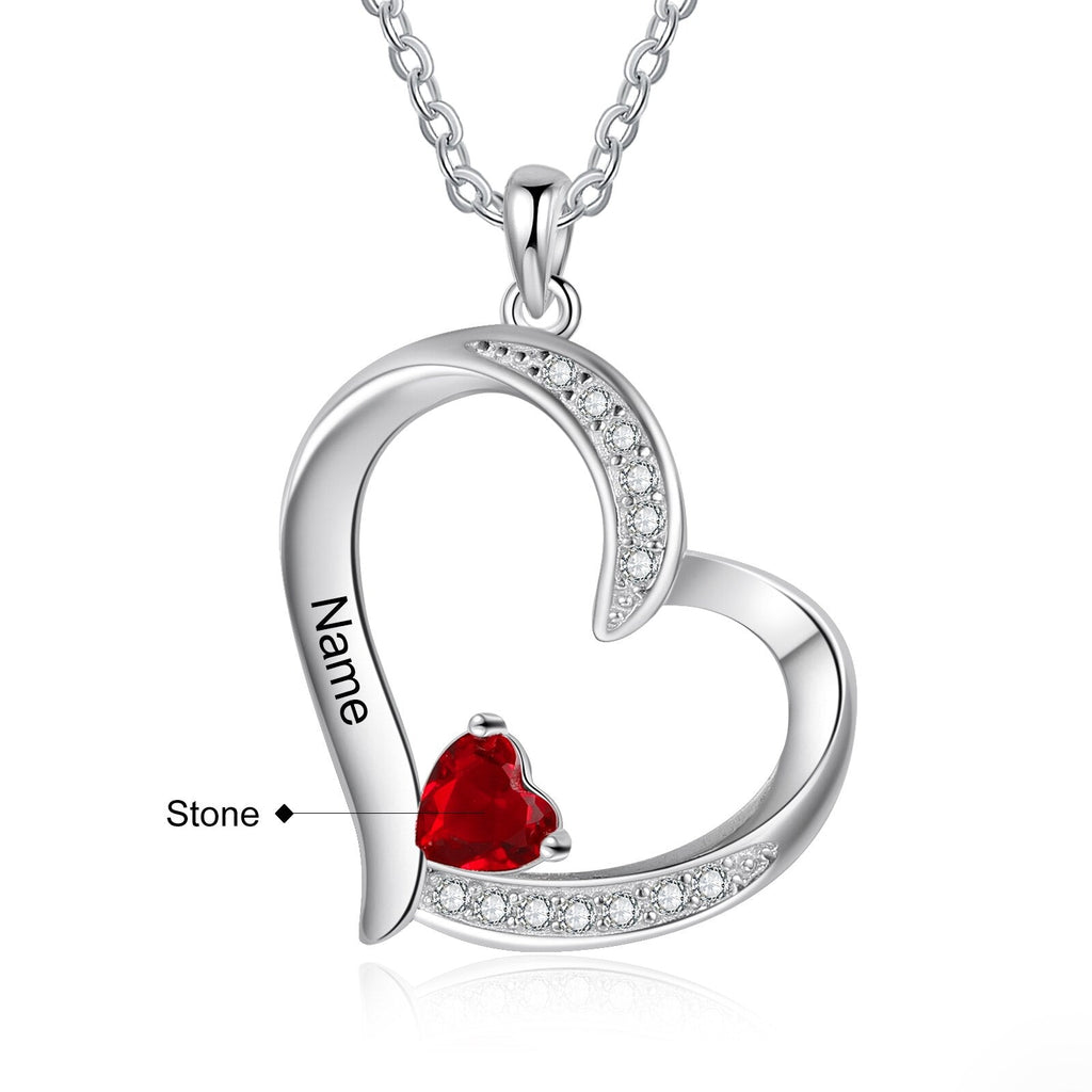 Personalized 1-6 Name Engraving Heart Pendant DIY Birthstone Necklace - MERGE.DAY.1.FREESTYLE