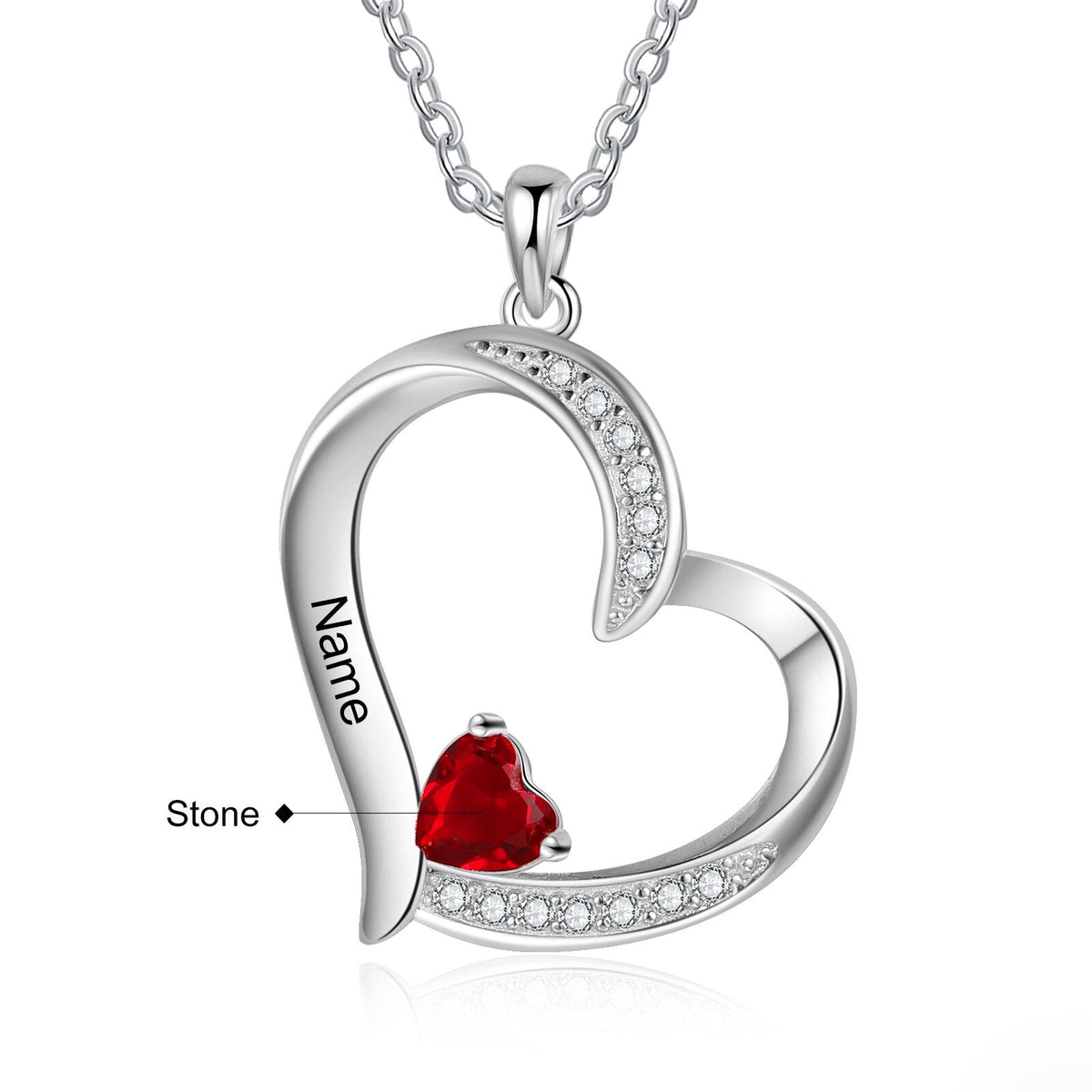 Personalized 1-6 Name Engraving Heart Pendant DIY Birthstone Necklace - MERGE.DAY.1.FREESTYLE
