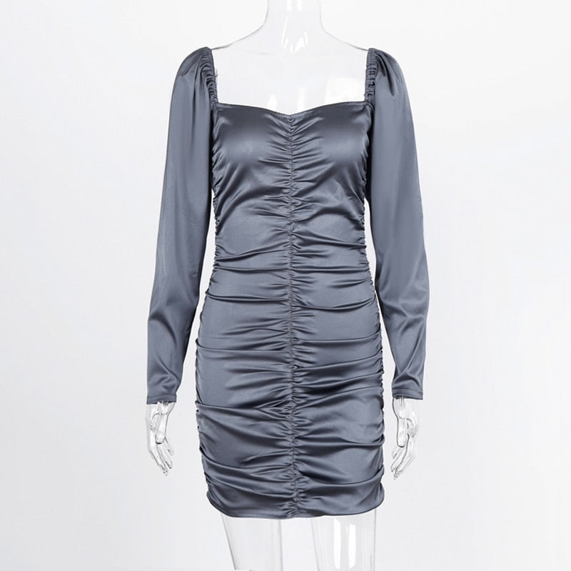Off Shoulder Long Sleeve Elegant Lady Mini Dress Bodycon Birthday Sexy Clothes - MERGE.DAY.1.FREESTYLE