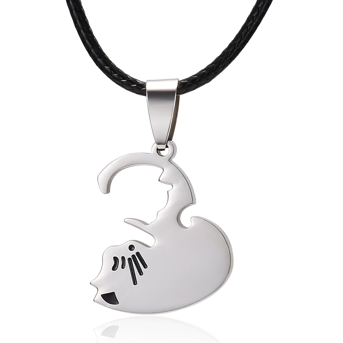 Black White Cat Stitching Necklace Friendship Heart Shape Gold White Cat Cute Couple Jewelry - MERGE.DAY.1.FREESTYLE