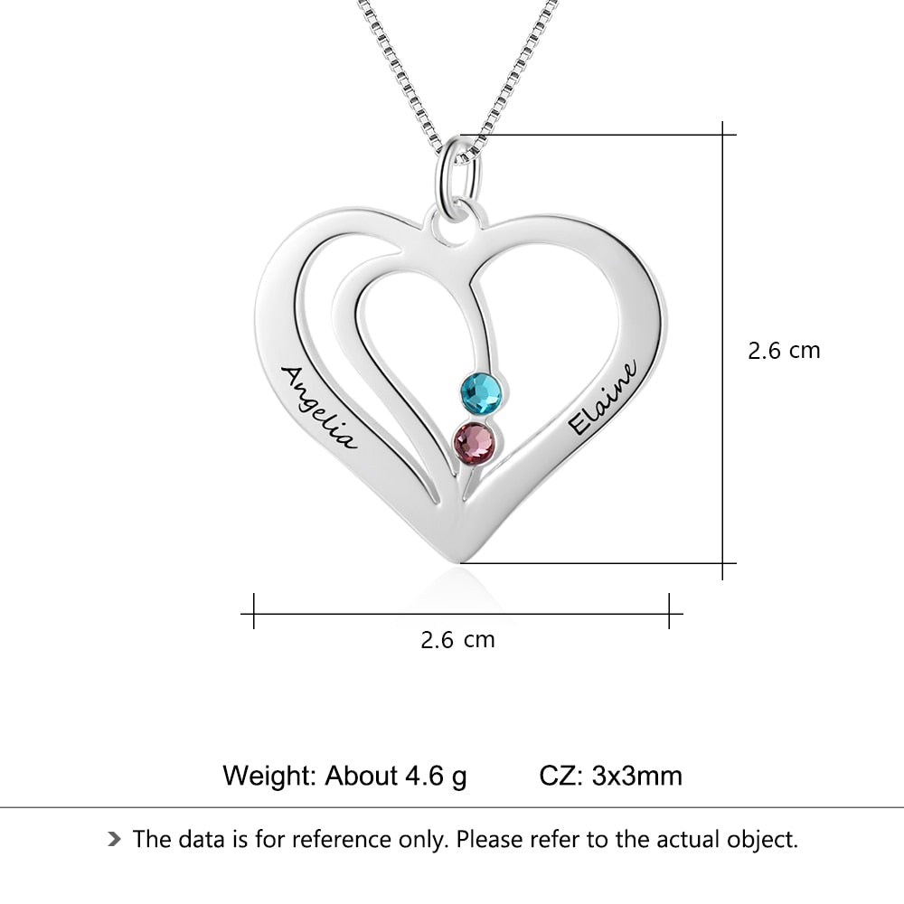 Personalized Birthstone Engraved Name Heart Necklaces & Pendants - MERGE.DAY.1.FREESTYLE