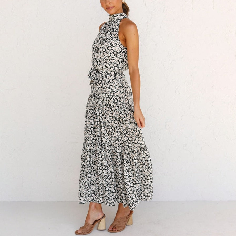 Summer Long Dress Polka Dot Casual Dresses Black Sexy Halter Strapless Sundress Vacation - MERGE.DAY.1.FREESTYLE