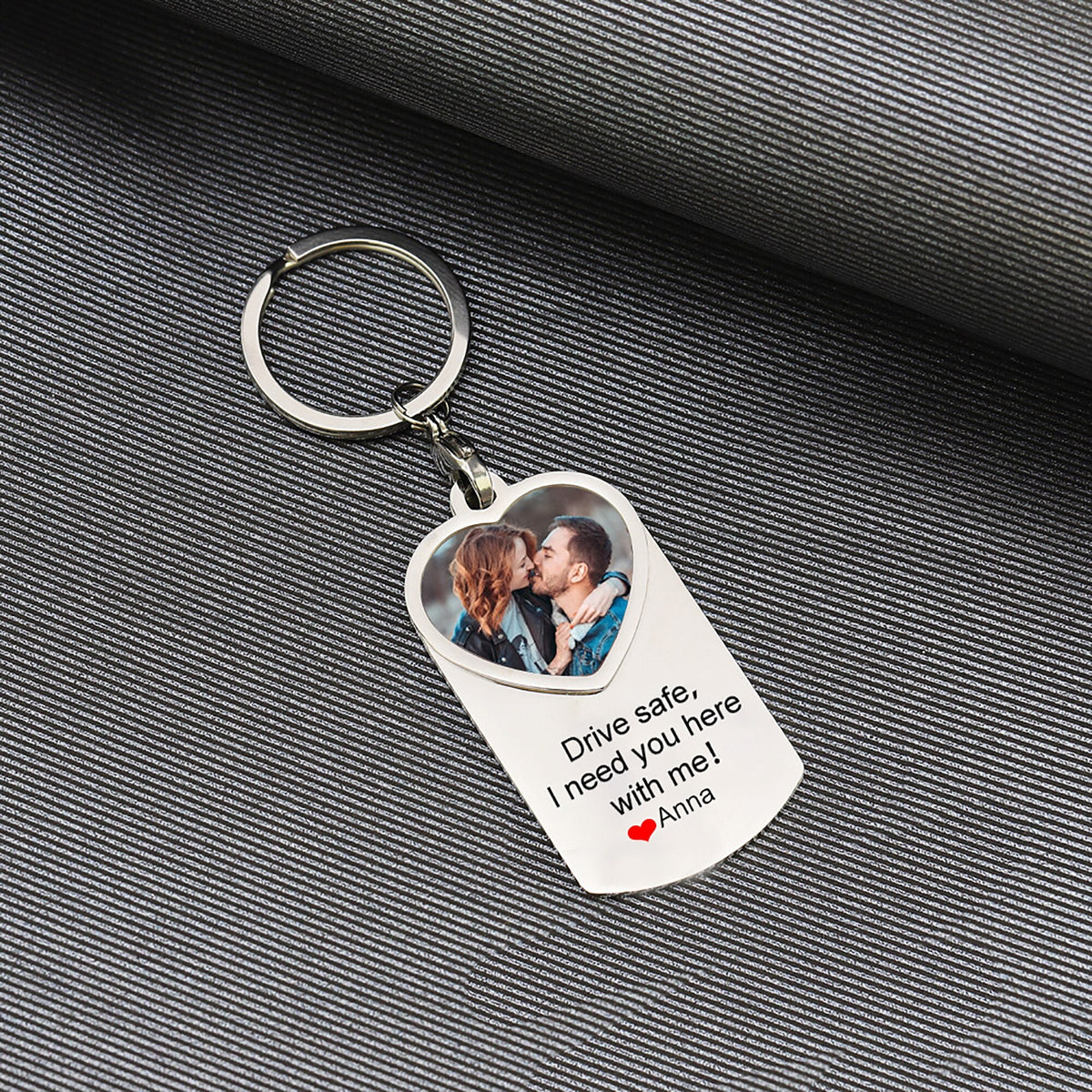 Stainless Steel Car Keyring Personalised Photo With Text Memory Gifts - MERGE.DAY.1.FREESTYLE