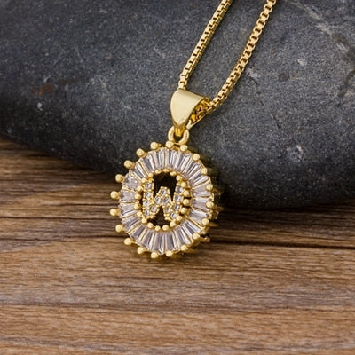 Initial Letter Necklace 26 Letters Charm Gold Name Necklace Pendant - MERGE.DAY.1.FREESTYLE
